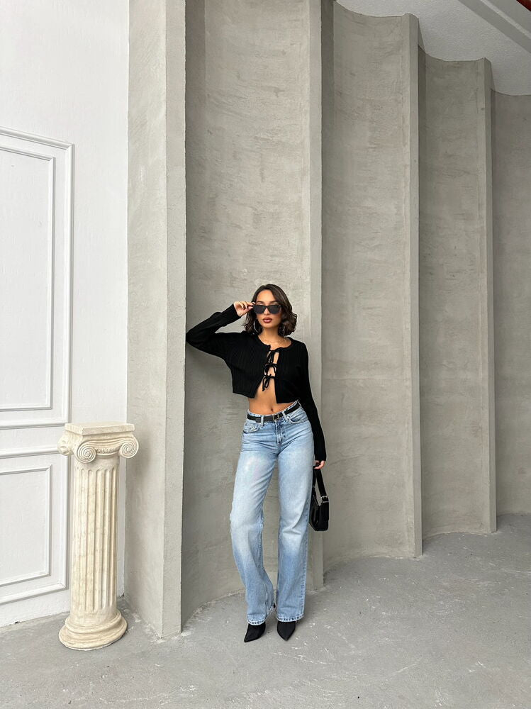 Black Acrylic Knit Cardigan