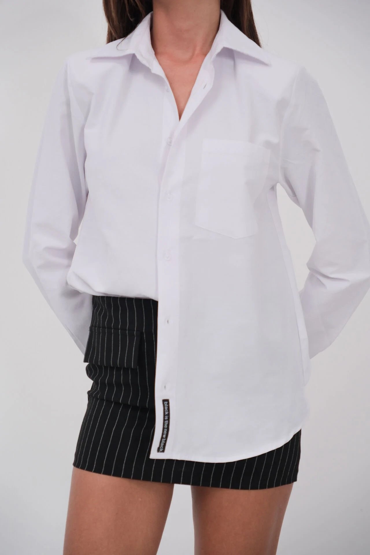 Shoulder-Padded Oversized White Shirt