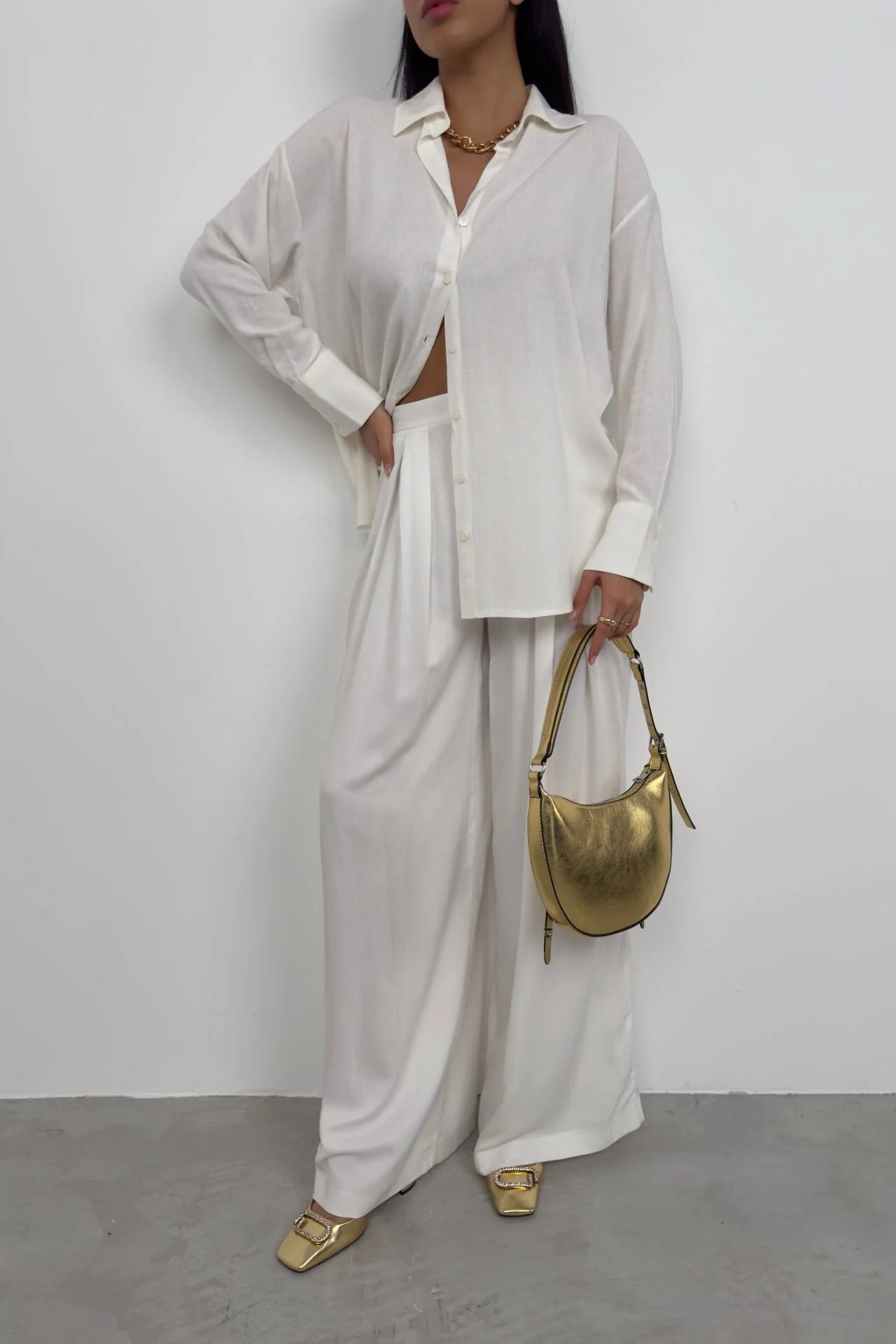 Oversized White Linen Shirt