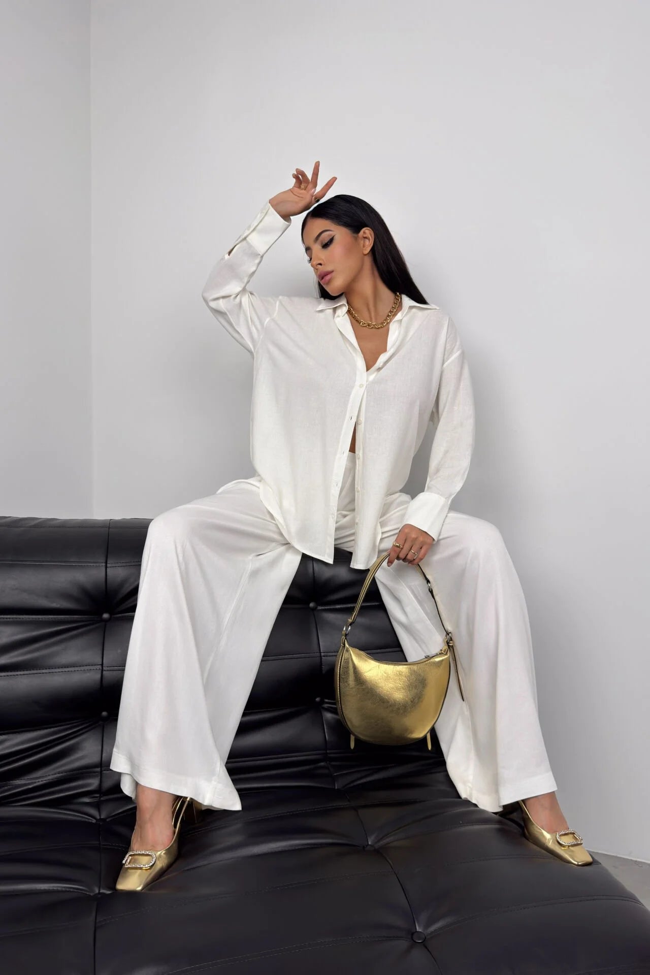 Oversized White Linen Shirt