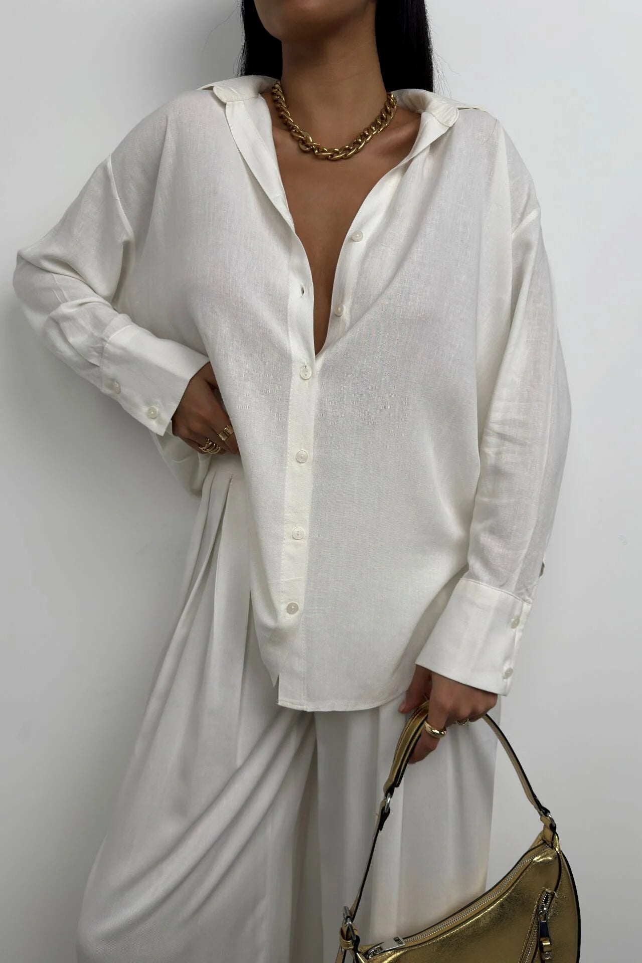 Oversized White Linen Shirt