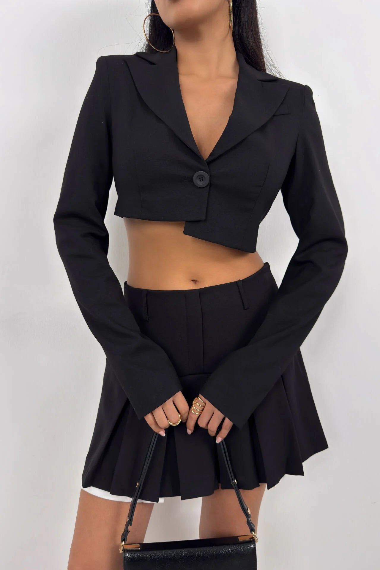 Asymmetric Single-Breasted Black Blazer