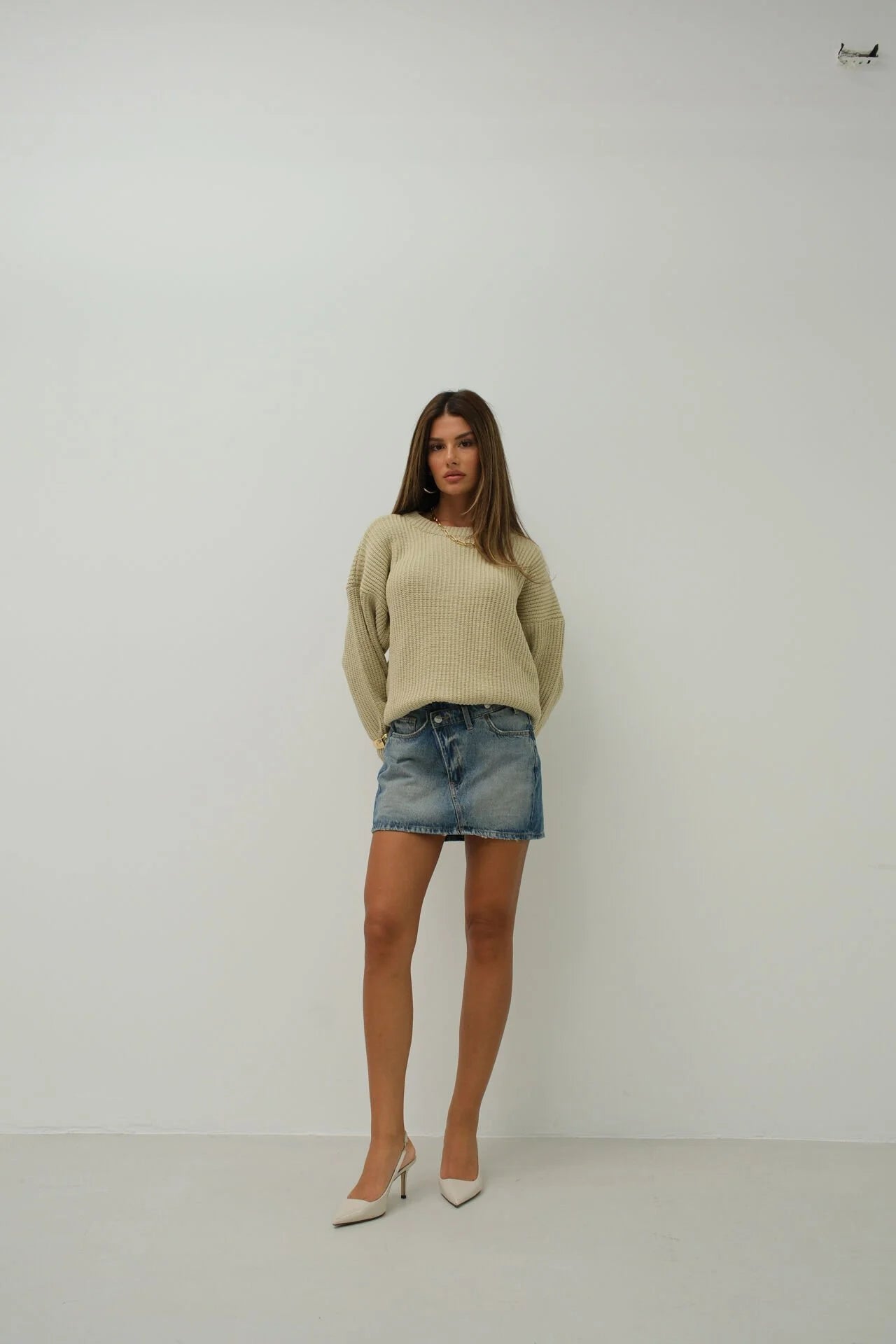 Oversized Beige Knitted Sweater