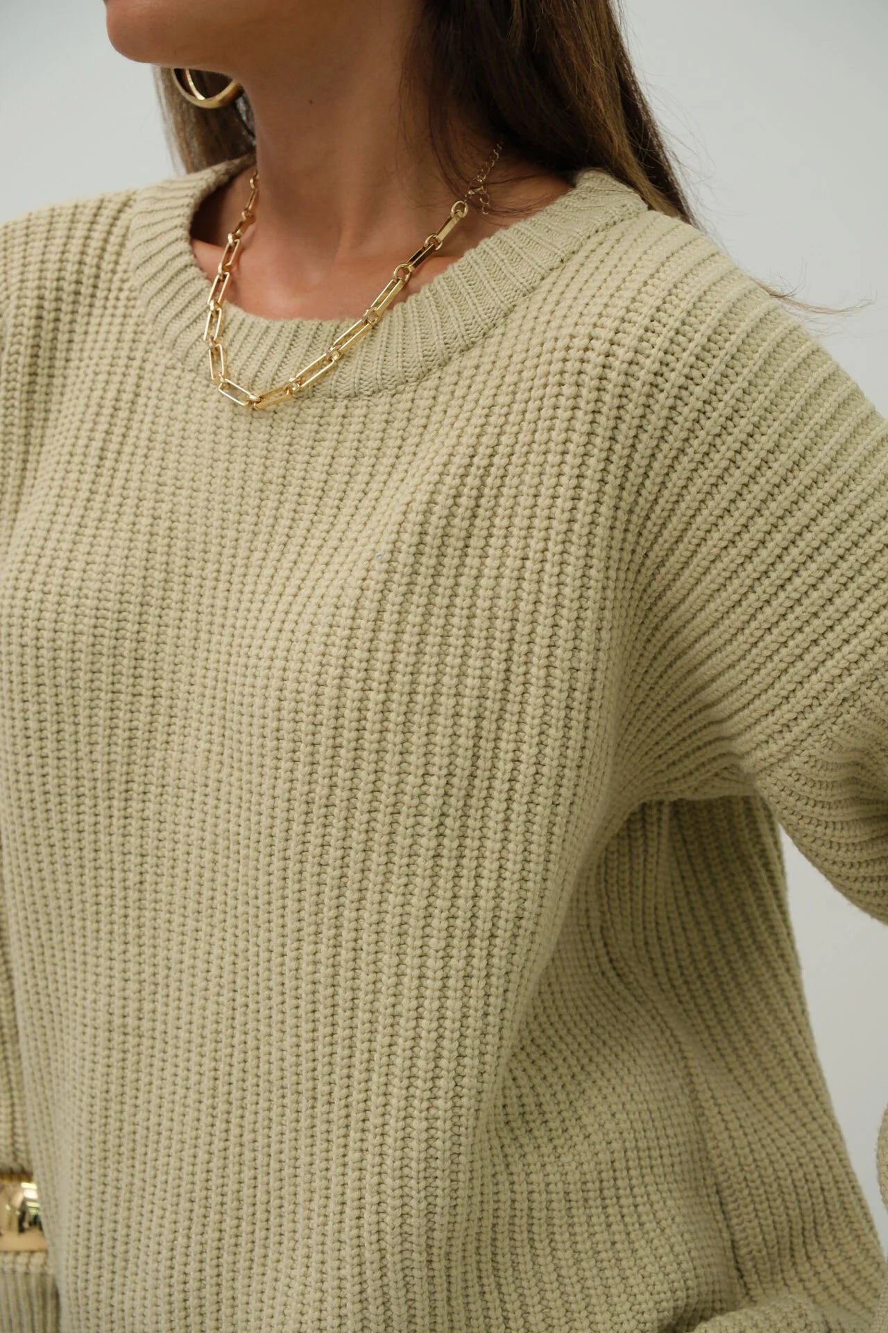 Oversized Beige Knitted Sweater