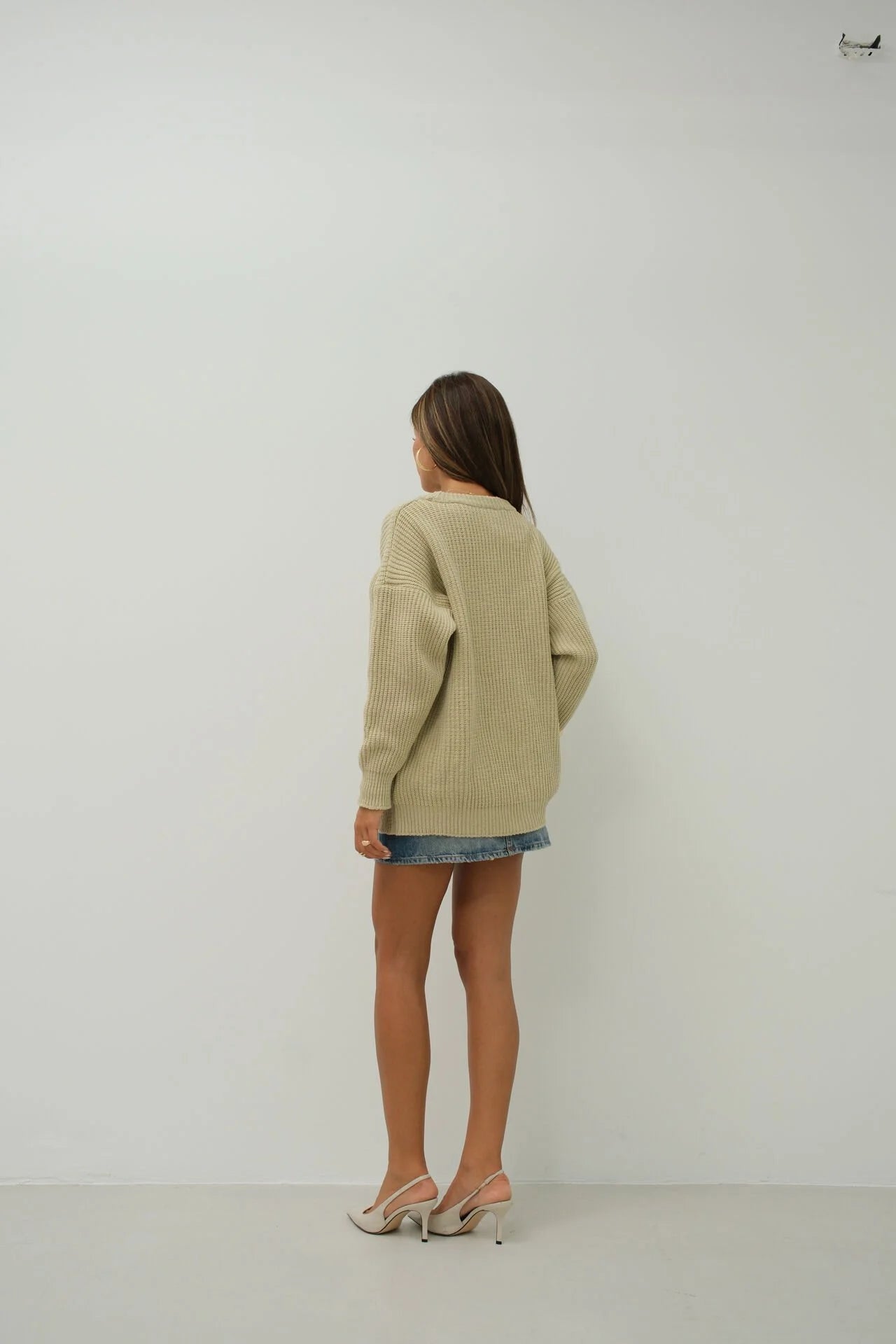 Oversized Beige Knitted Sweater