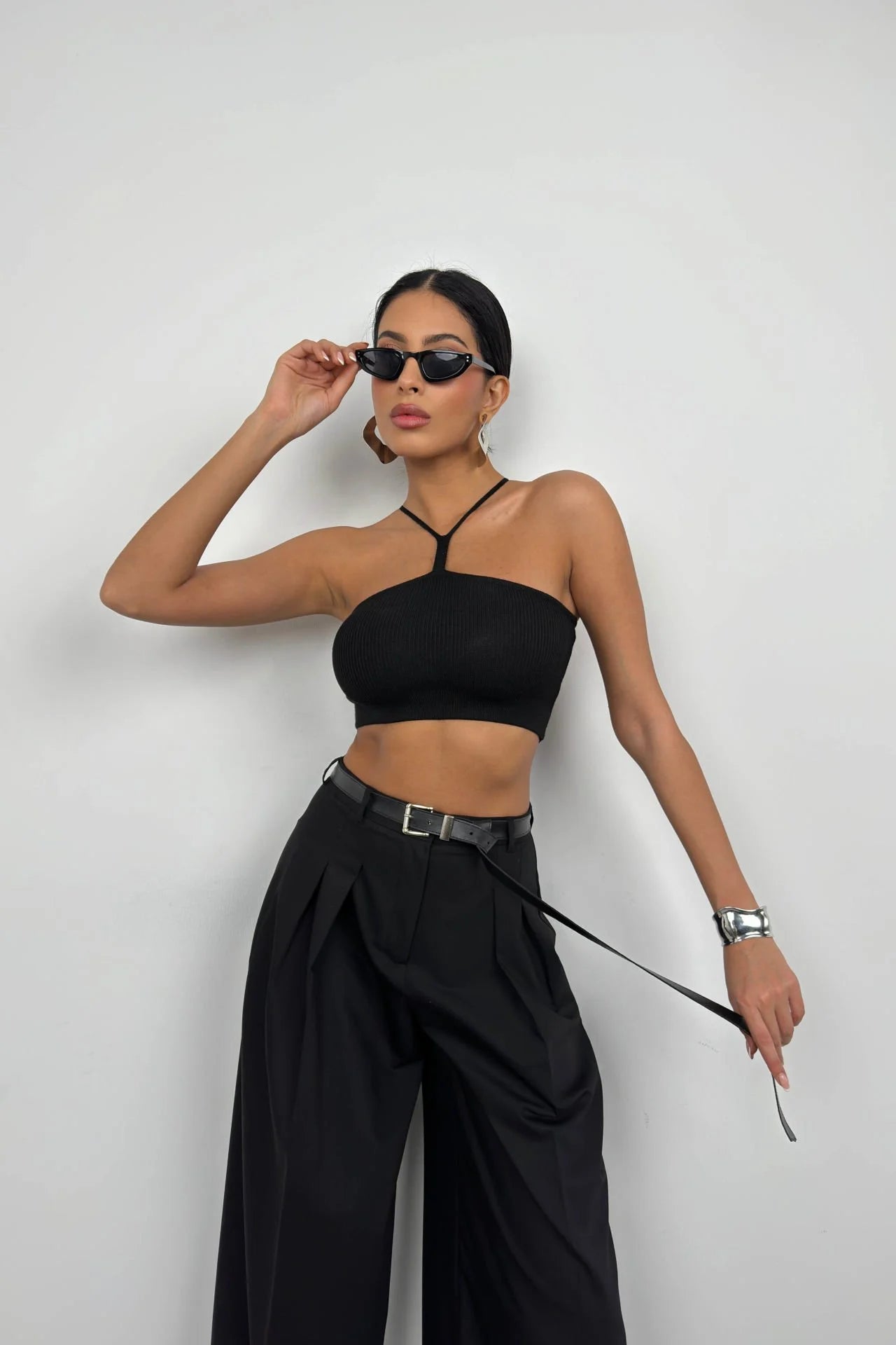 Window Detail, Ribbed Black Crop Top