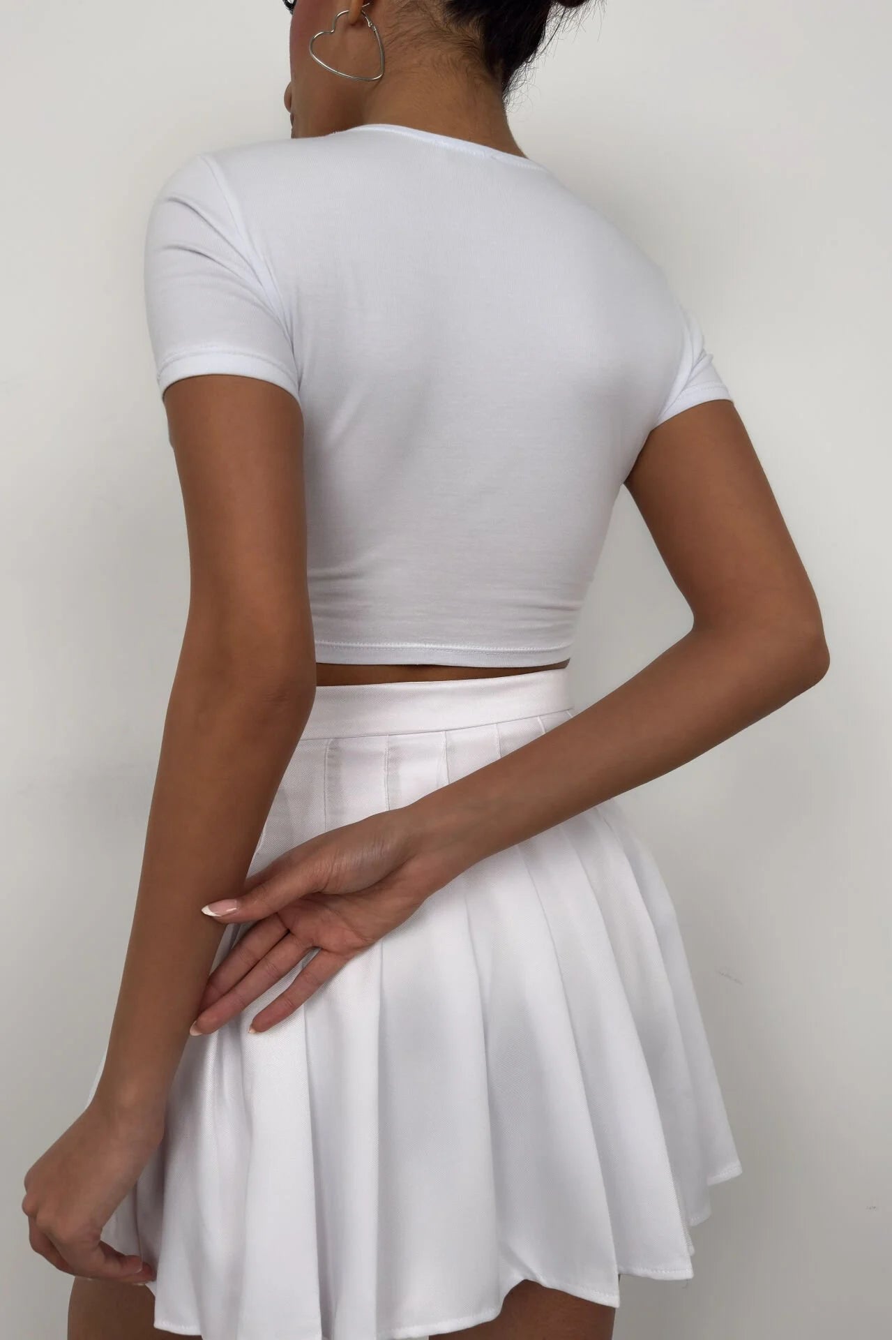 Ruched Detail White Crop Blouse