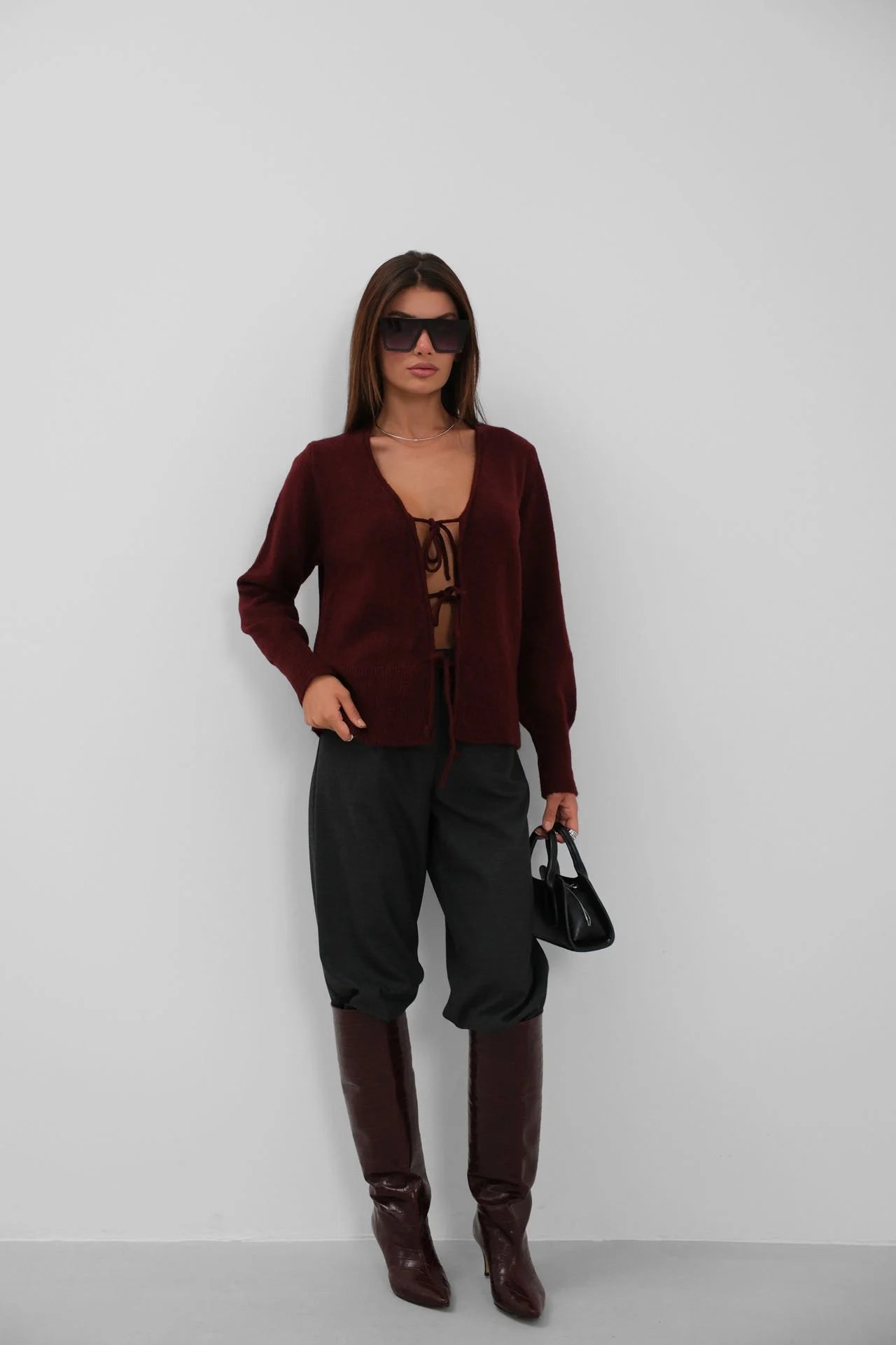 Laced Burgundy Cardigan