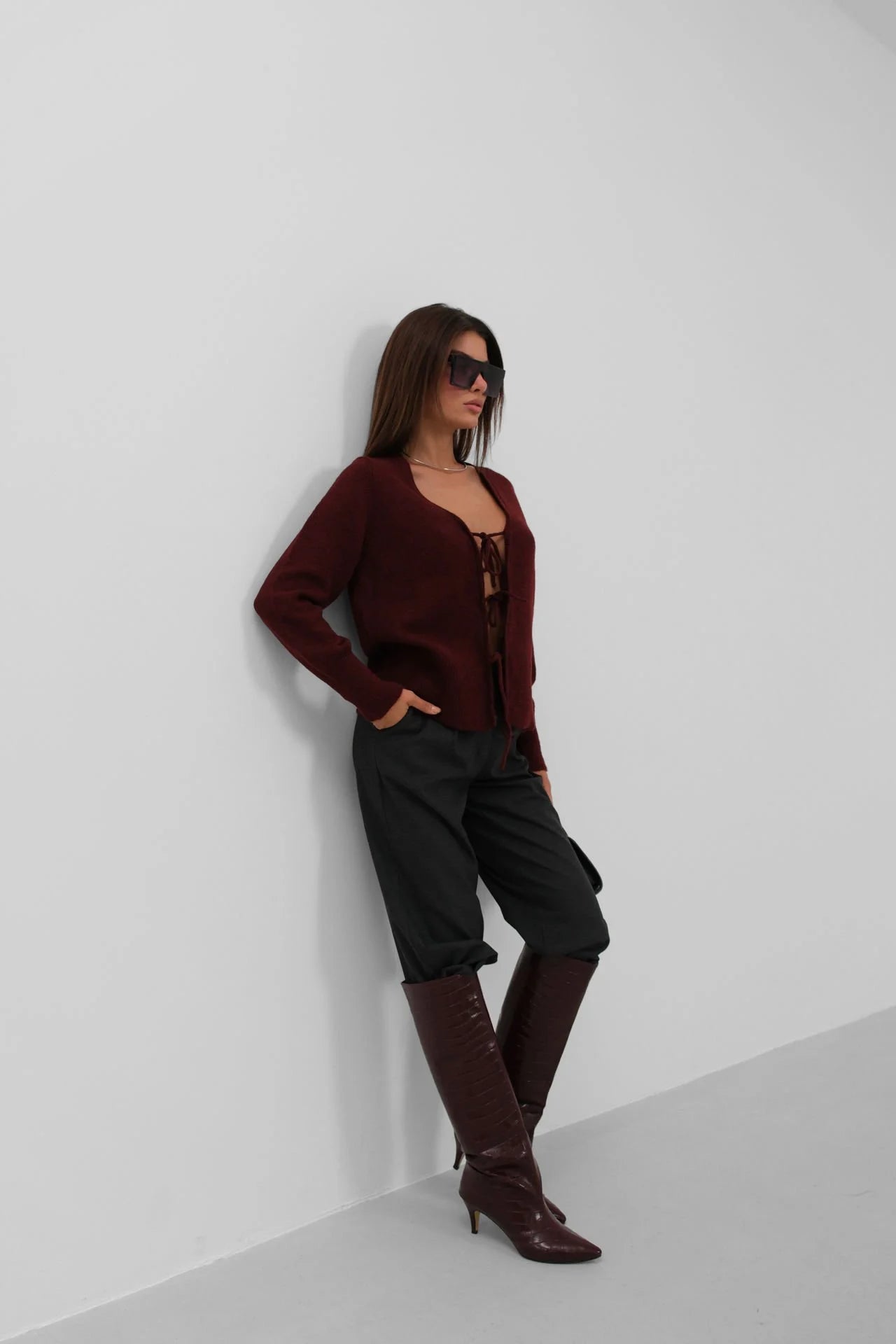 Laced Burgundy Cardigan