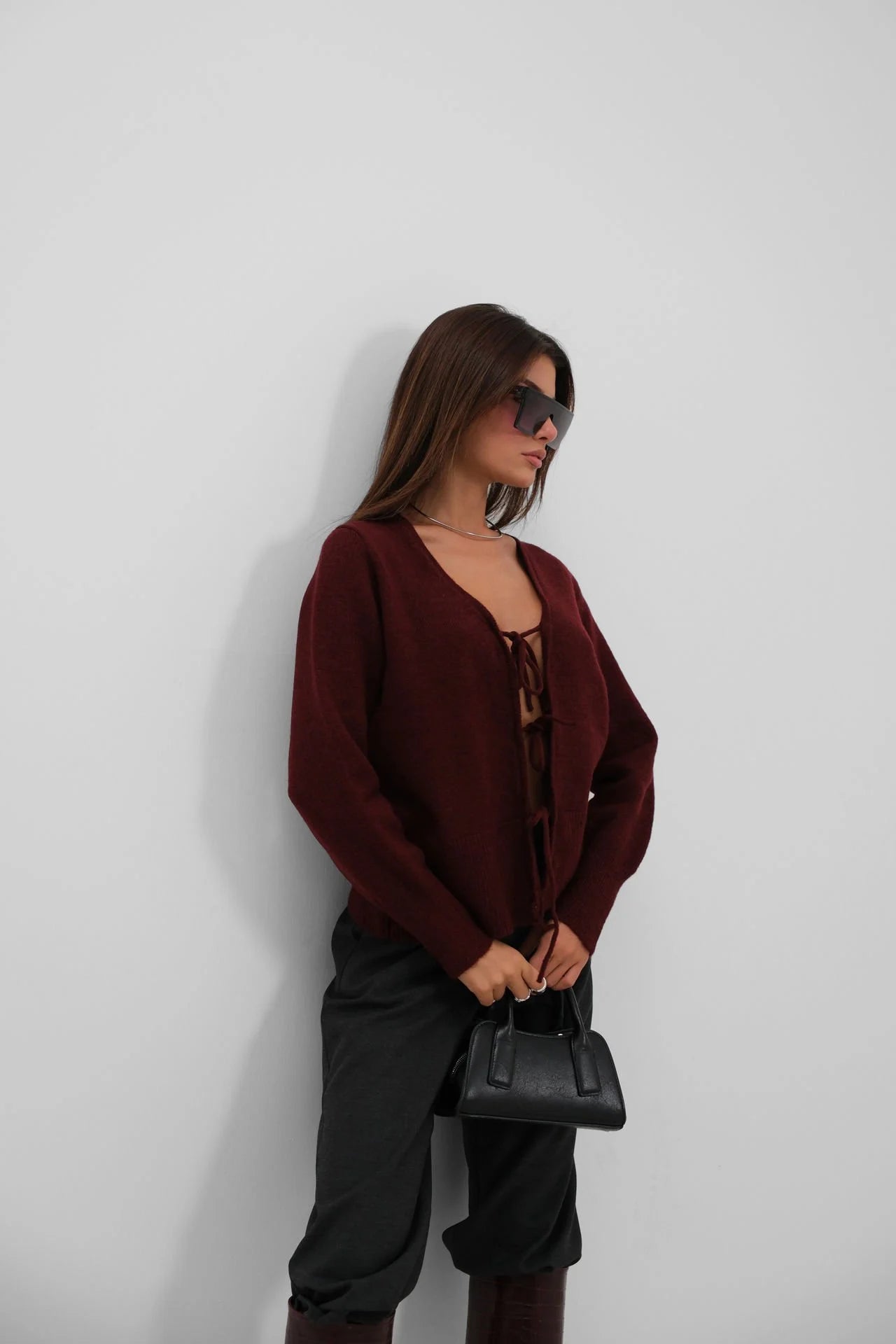 Laced Burgundy Cardigan