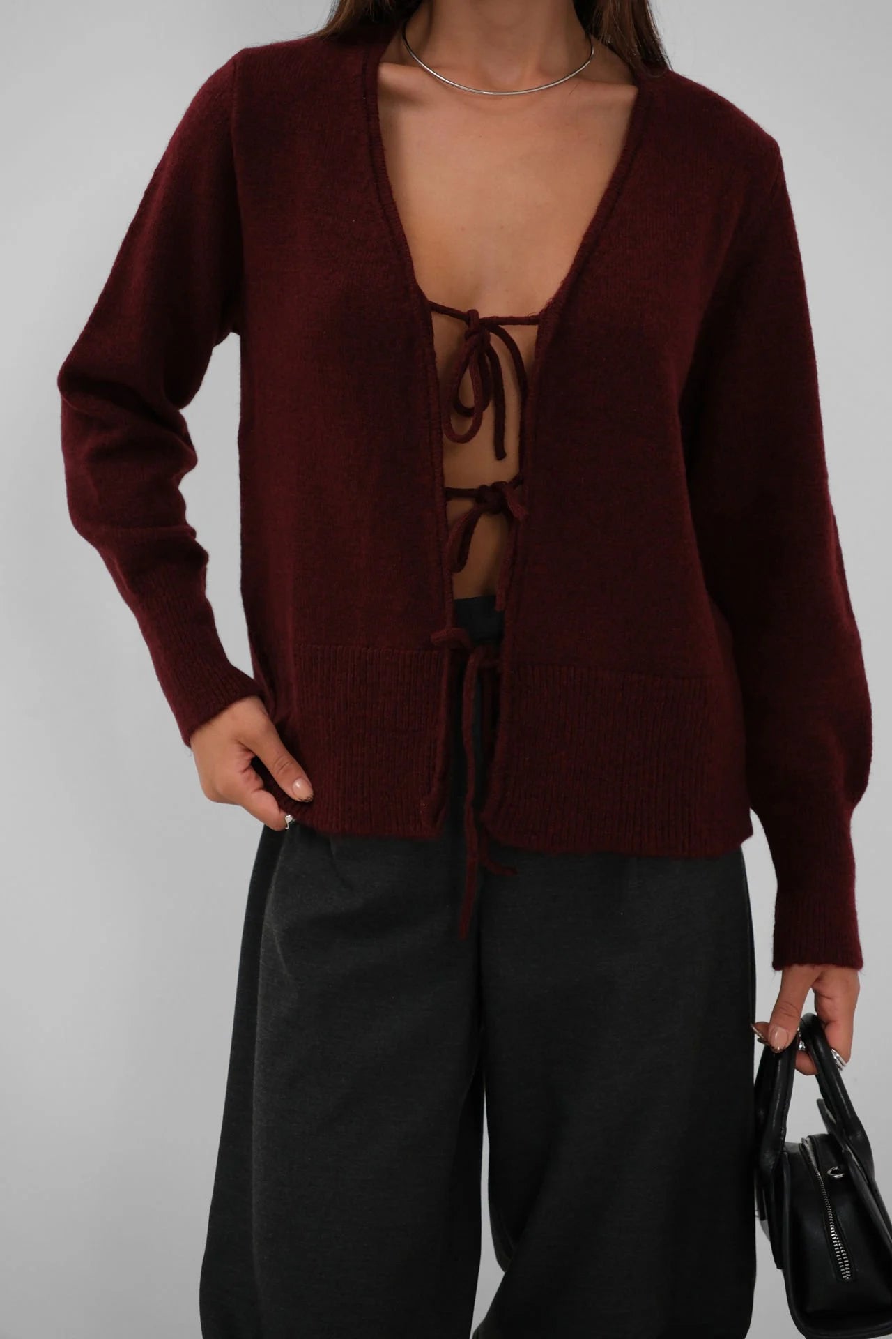 Laced Burgundy Cardigan