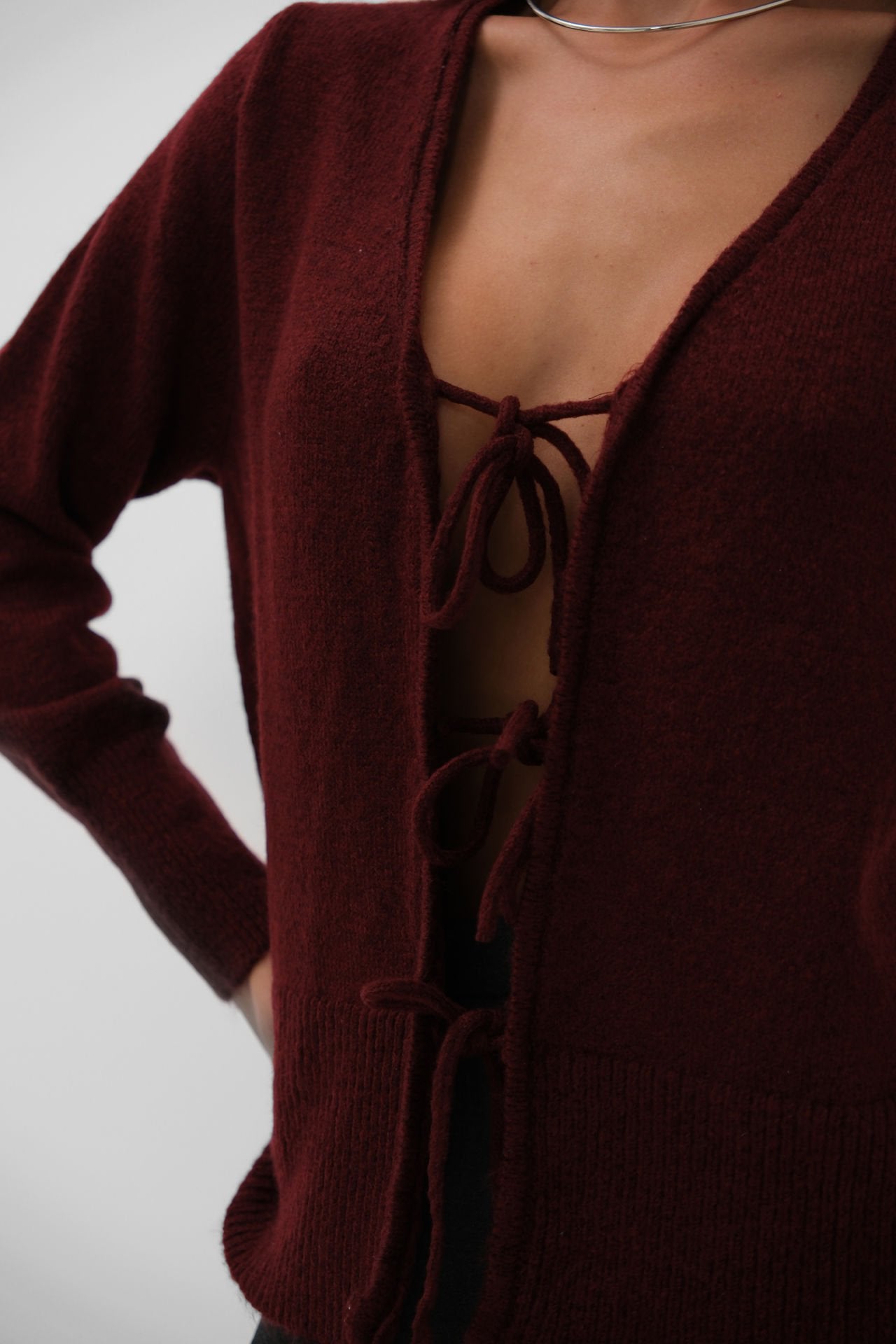 Laced Burgundy Cardigan