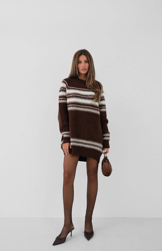 Embroidered Striped Pattern Oversized Sweater