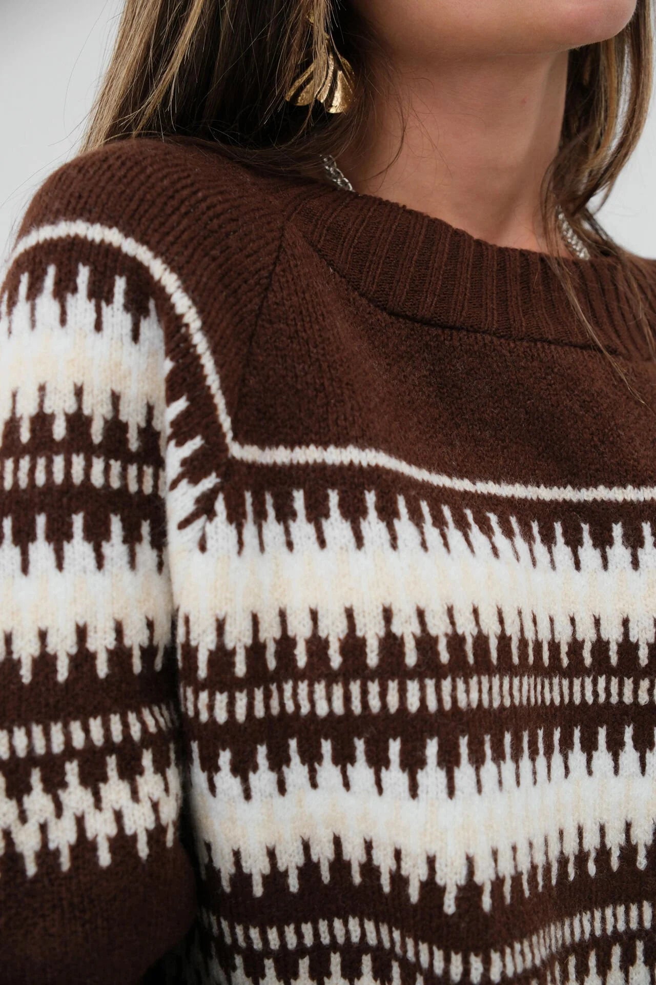 Embroidered Striped Pattern Oversized Sweater