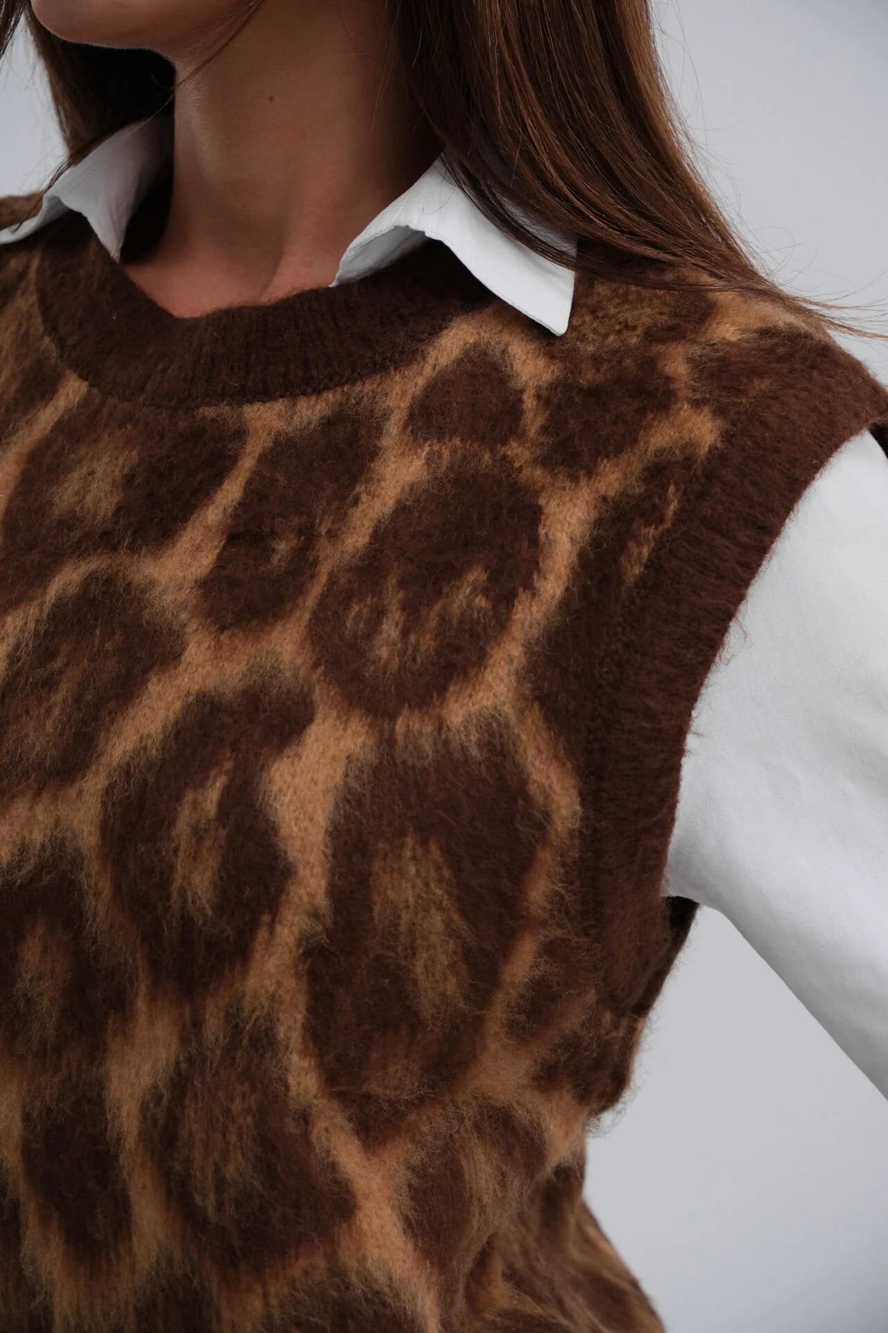 Leopard Print Fringed Knit Sweater